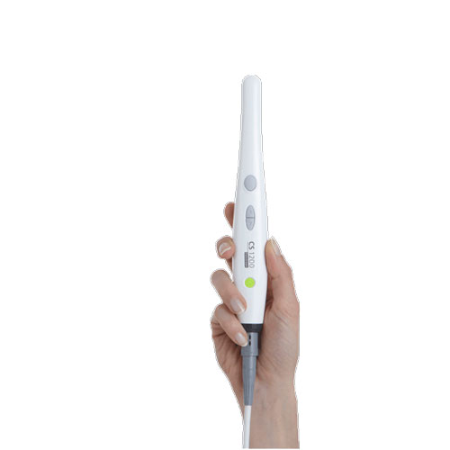 Die Carestream CS 1200 wird in einer Hand gehalten